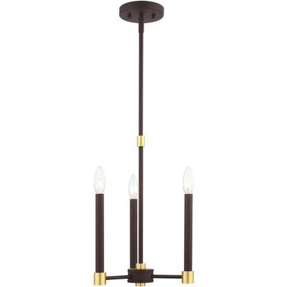 Bronze Three Light Metal Dimmable Chandelier With Shades HomeRoots