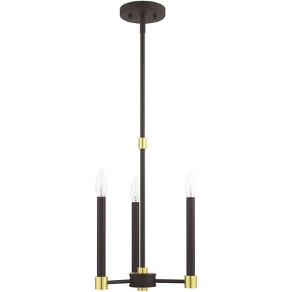 Bronze Three Light Metal Dimmable Chandelier With Shades HomeRoots