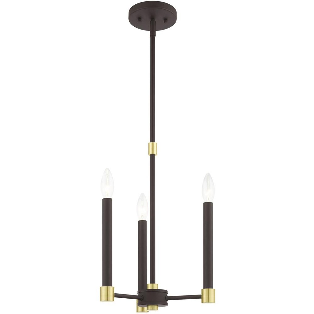 Bronze Three Light Metal Dimmable Chandelier With Shades HomeRoots