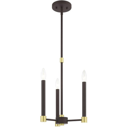 Bronze Three Light Metal Dimmable Chandelier With Shades HomeRoots