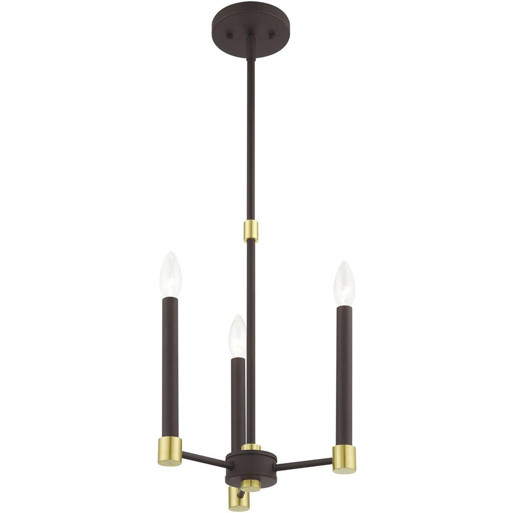 Bronze Three Light Metal Dimmable Chandelier With Shades HomeRoots