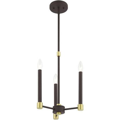 Bronze Three Light Metal Dimmable Chandelier With Shades HomeRoots