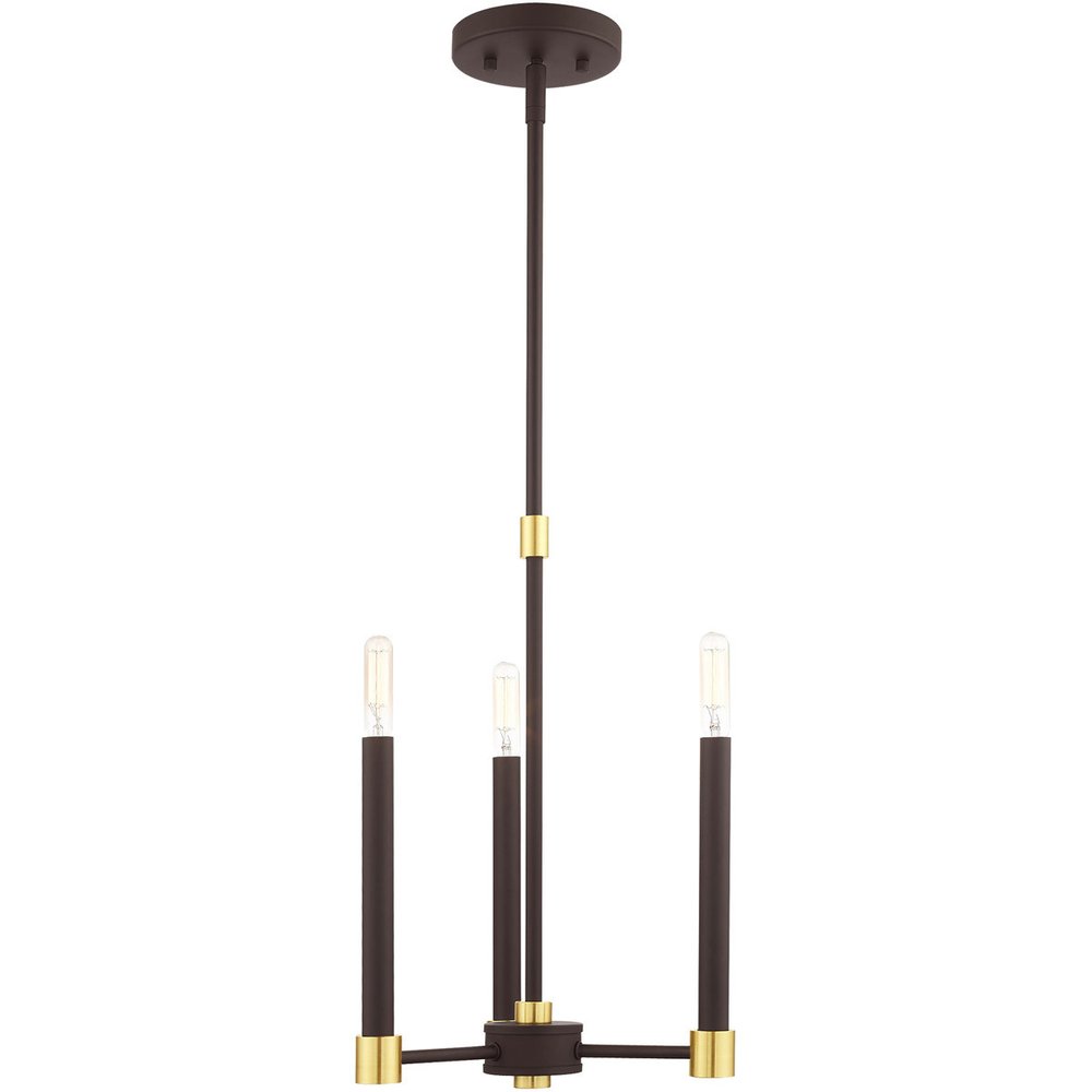 Bronze Three Light Metal Dimmable Chandelier With Shades HomeRoots
