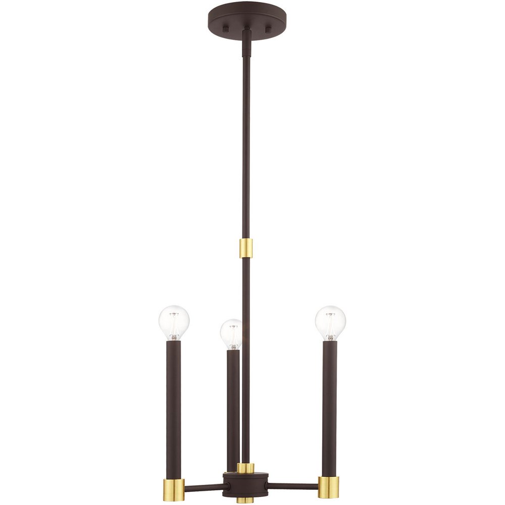 Bronze Three Light Metal Dimmable Chandelier With Shades HomeRoots