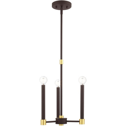 Bronze Three Light Metal Dimmable Chandelier With Shades HomeRoots