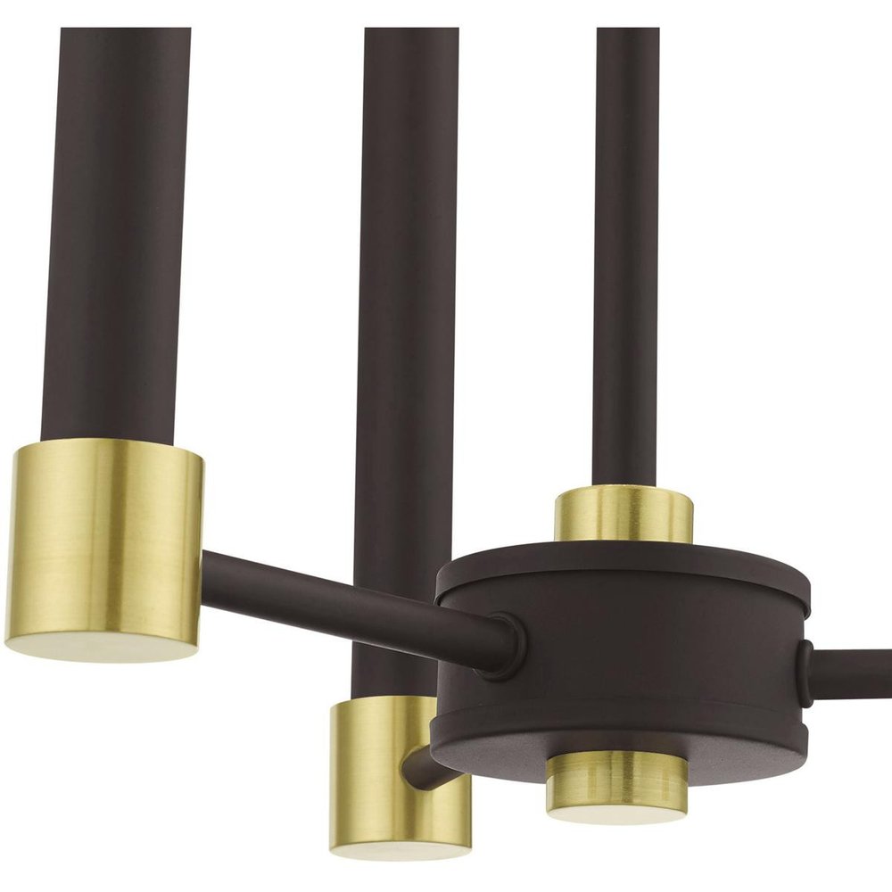 Bronze Three Light Metal Dimmable Chandelier With Shades HomeRoots