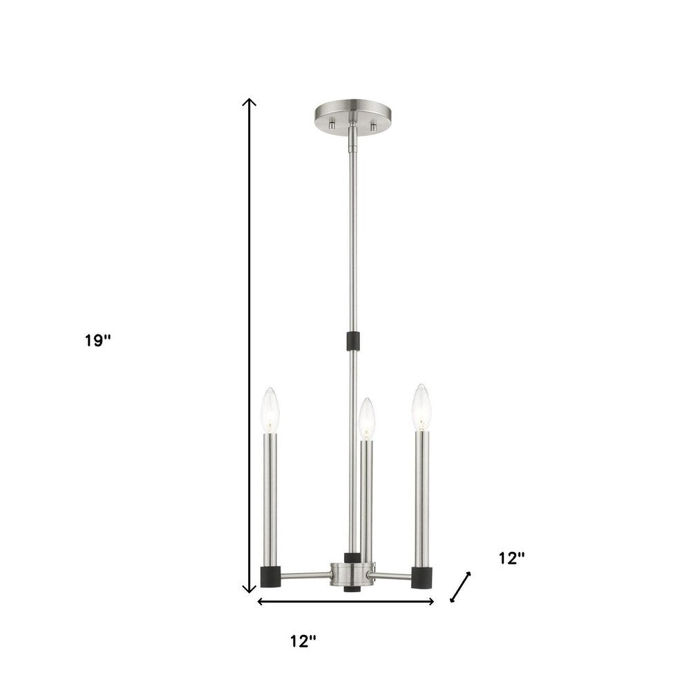Nickel Three Light Metal Dimmable Chandelier With Shades HomeRoots