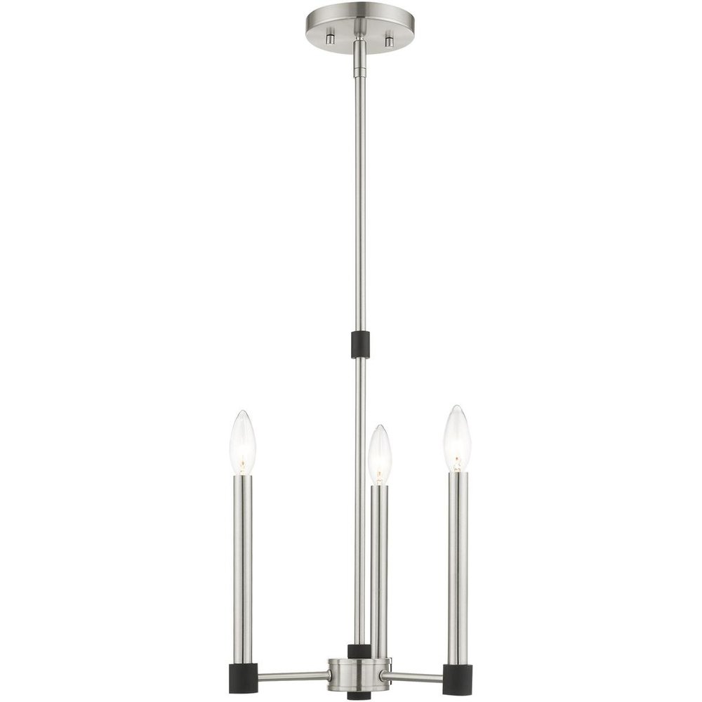 Nickel Three Light Metal Dimmable Chandelier With Shades HomeRoots