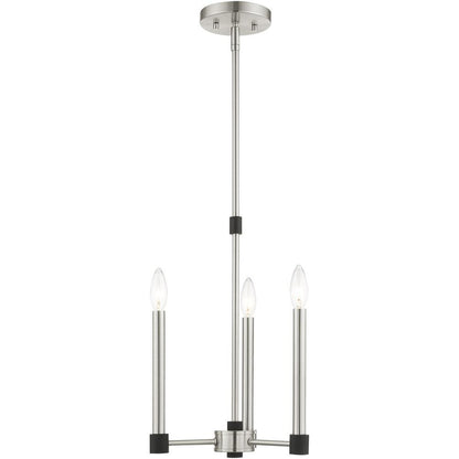 Nickel Three Light Metal Dimmable Chandelier With Shades HomeRoots