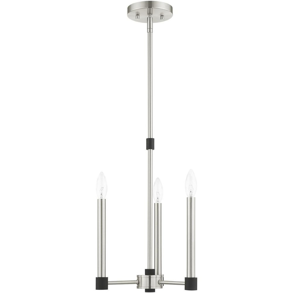 Nickel Three Light Metal Dimmable Chandelier With Shades HomeRoots