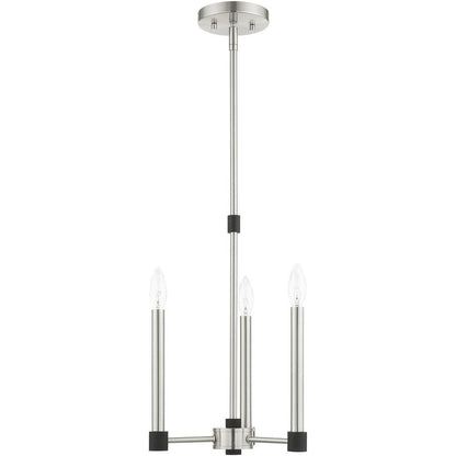 Nickel Three Light Metal Dimmable Chandelier With Shades HomeRoots