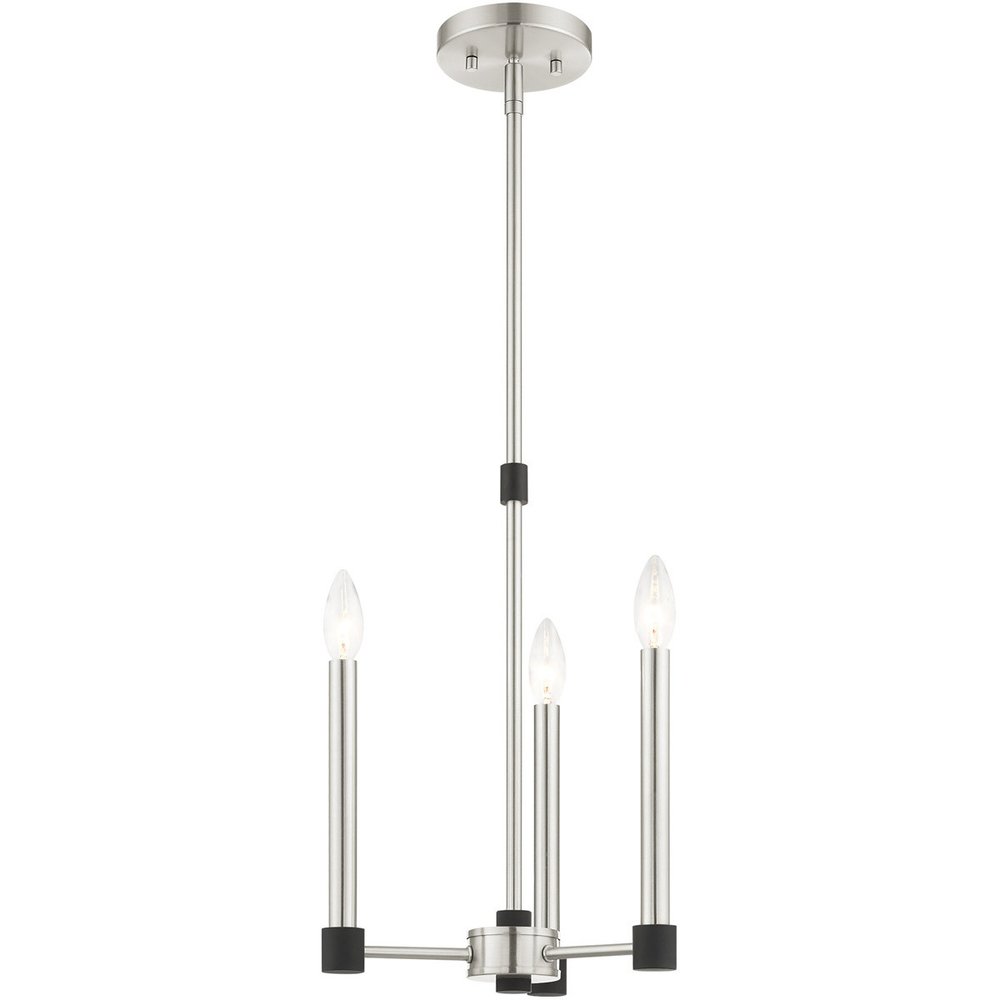 Nickel Three Light Metal Dimmable Chandelier With Shades HomeRoots