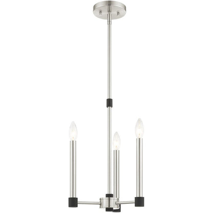 Nickel Three Light Metal Dimmable Chandelier With Shades HomeRoots