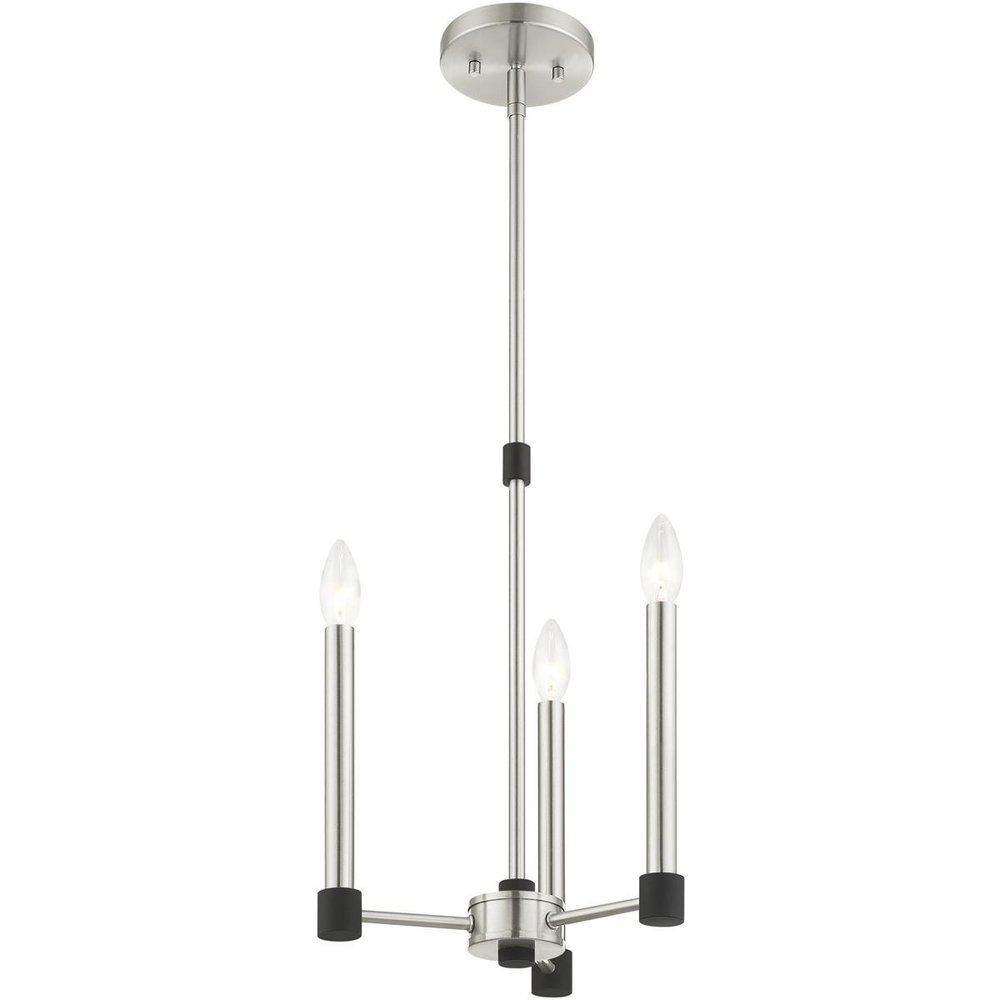 Nickel Three Light Metal Dimmable Chandelier With Shades HomeRoots