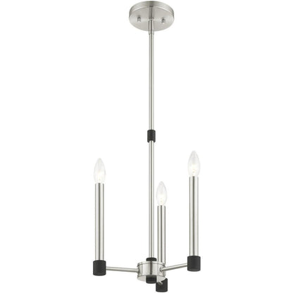 Nickel Three Light Metal Dimmable Chandelier With Shades HomeRoots