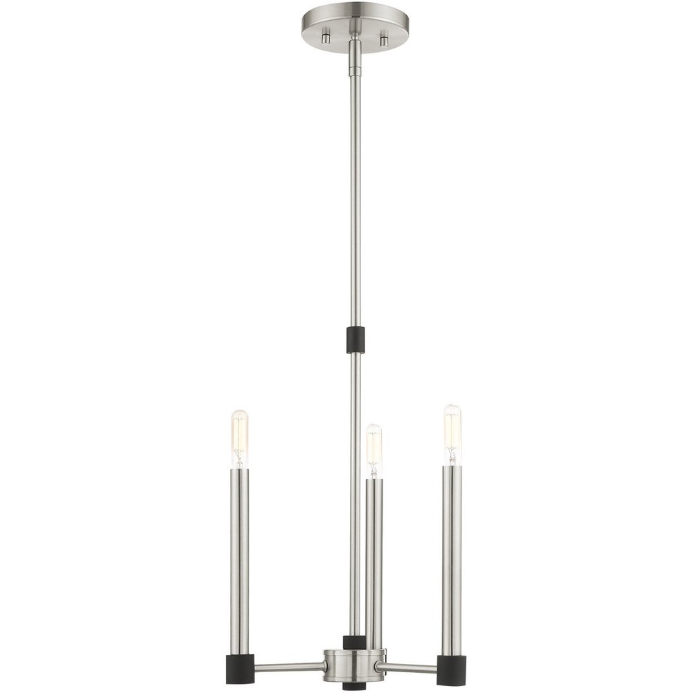 Nickel Three Light Metal Dimmable Chandelier With Shades HomeRoots