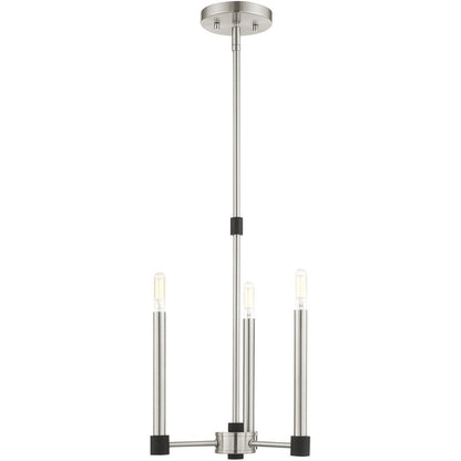 Nickel Three Light Metal Dimmable Chandelier With Shades HomeRoots