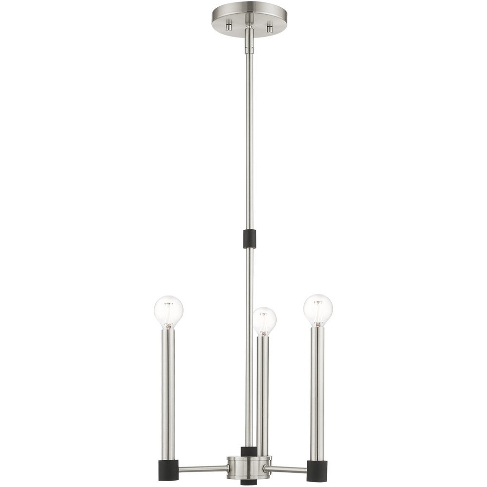 Nickel Three Light Metal Dimmable Chandelier With Shades HomeRoots