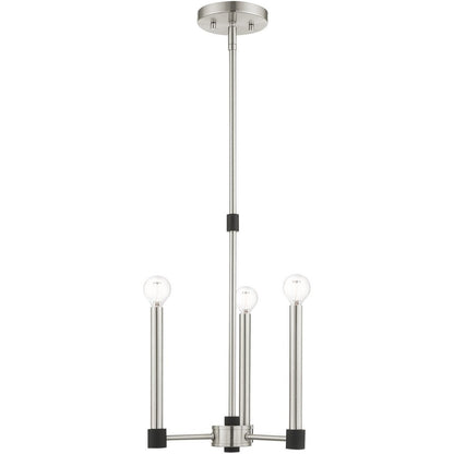 Nickel Three Light Metal Dimmable Chandelier With Shades HomeRoots