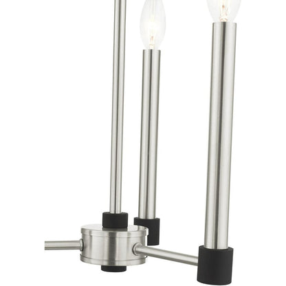 Nickel Three Light Metal Dimmable Chandelier With Shades HomeRoots