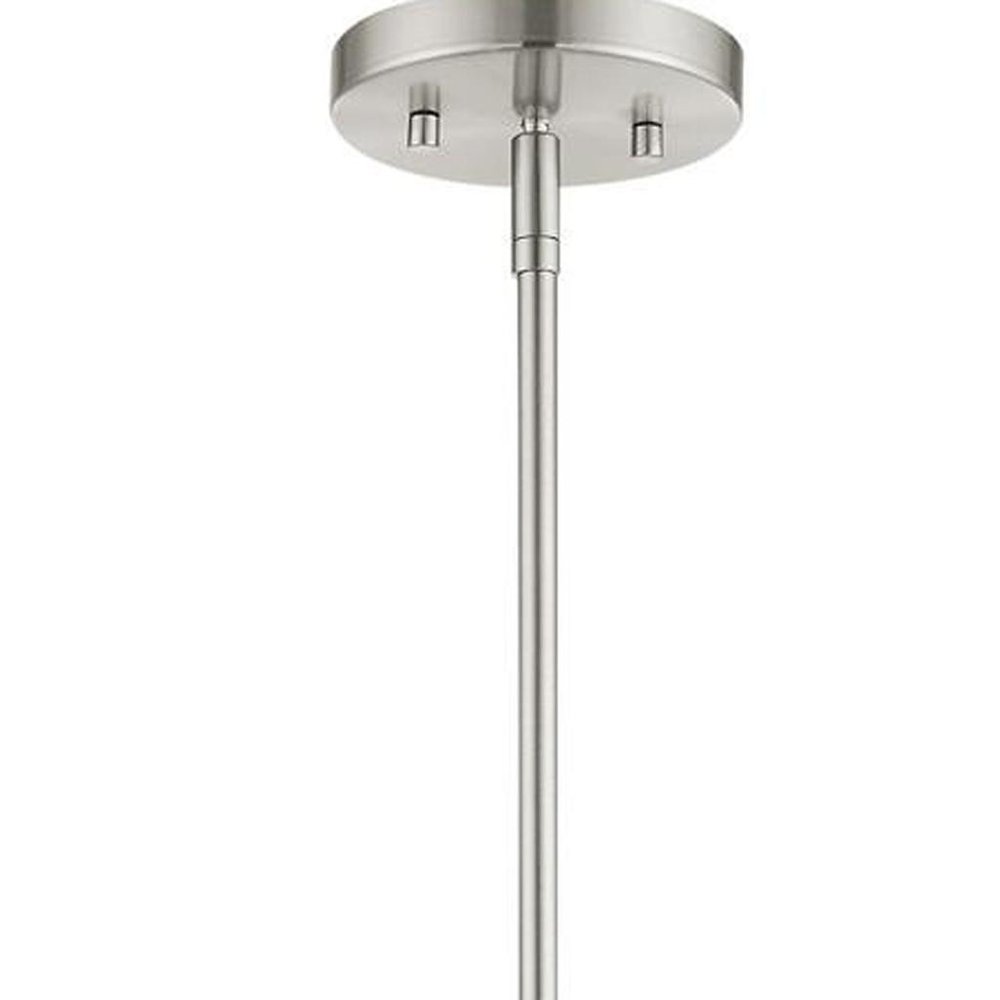 Nickel Three Light Metal Dimmable Chandelier With Shades HomeRoots