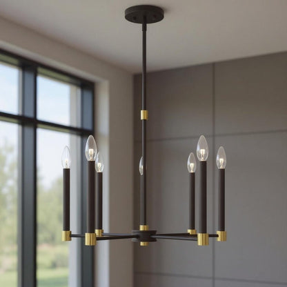 Bronze Five Light Metal Dimmable Chandelier With Shades HomeRoots