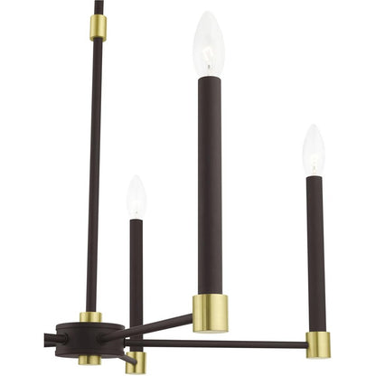 Bronze Five Light Metal Dimmable Chandelier With Shades HomeRoots