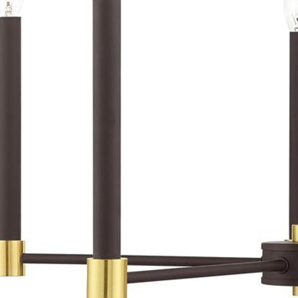 Bronze Five Light Metal Dimmable Chandelier With Shades HomeRoots