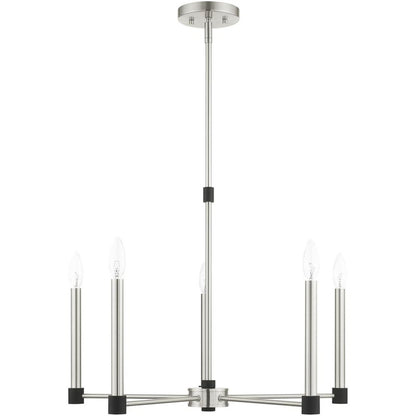 Five Light Dimmable Chandelier With Shades HomeRoots