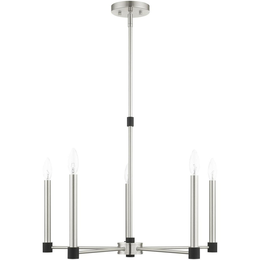 Five Light Dimmable Chandelier With Shades HomeRoots