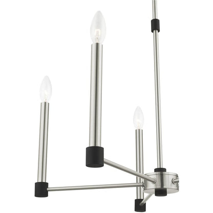 Nickel Five Light Metal Dimmable Chandelier With Shades HomeRoots