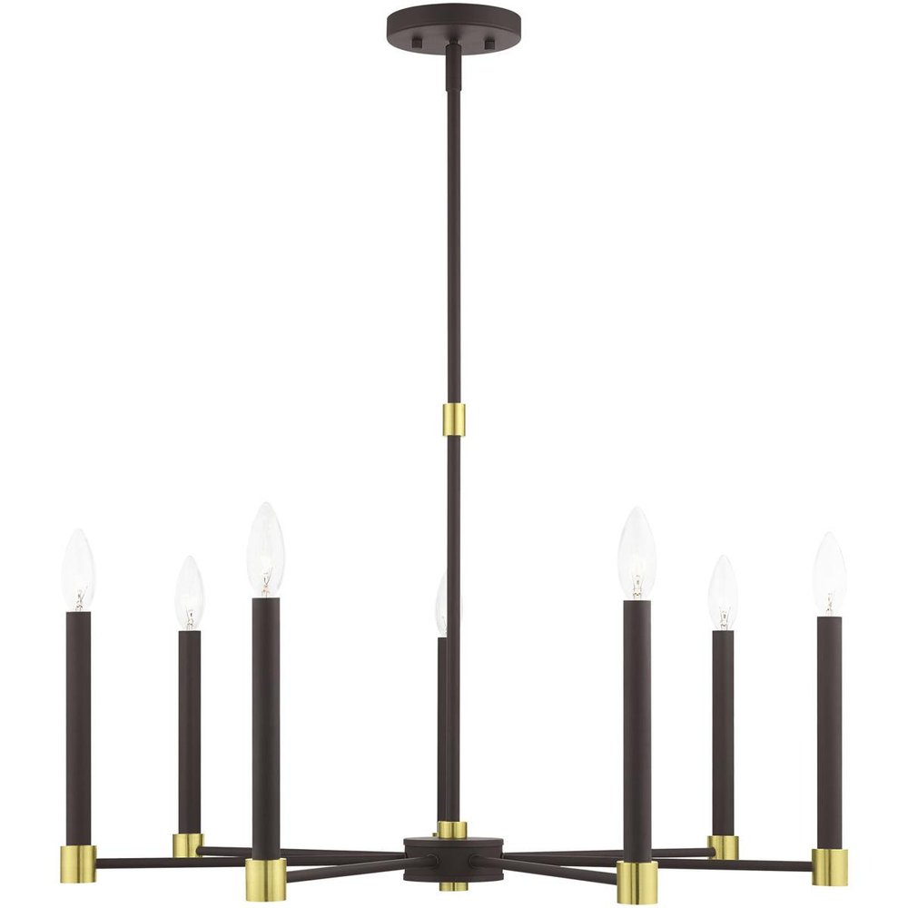 Bronze Seven Light Metal Dimmable Chandelier With Shades HomeRoots