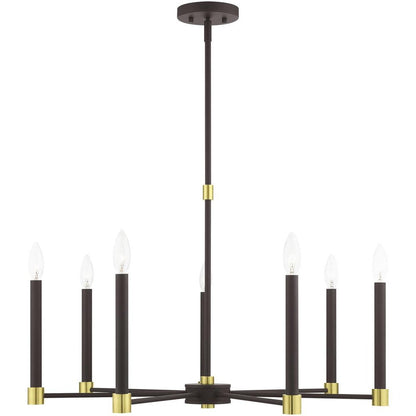 Bronze Seven Light Metal Dimmable Chandelier With Shades HomeRoots