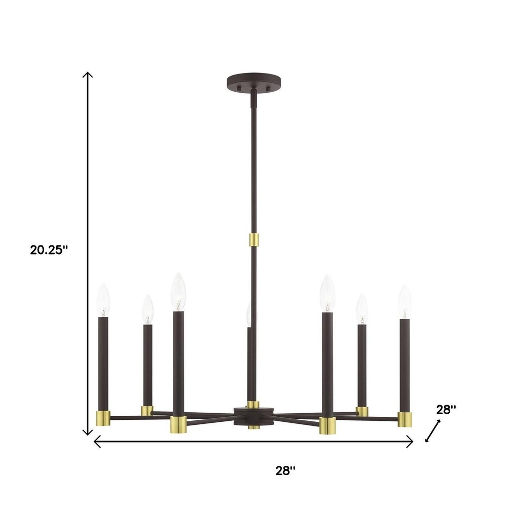 Bronze Seven Light Metal Dimmable Chandelier With Shades HomeRoots