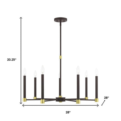 Bronze Seven Light Metal Dimmable Chandelier With Shades HomeRoots