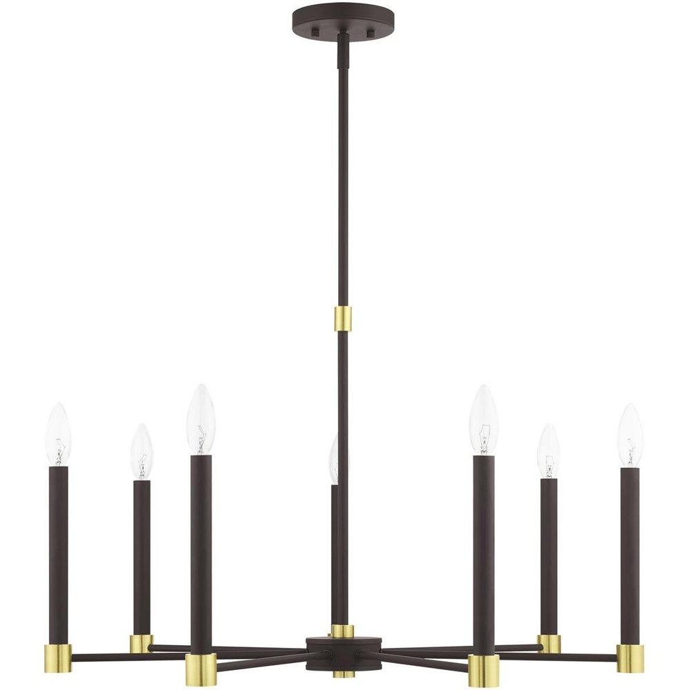 Bronze Seven Light Metal Dimmable Chandelier With Shades HomeRoots