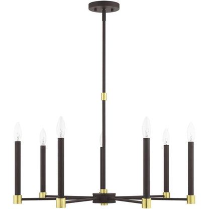 Bronze Seven Light Metal Dimmable Chandelier With Shades HomeRoots