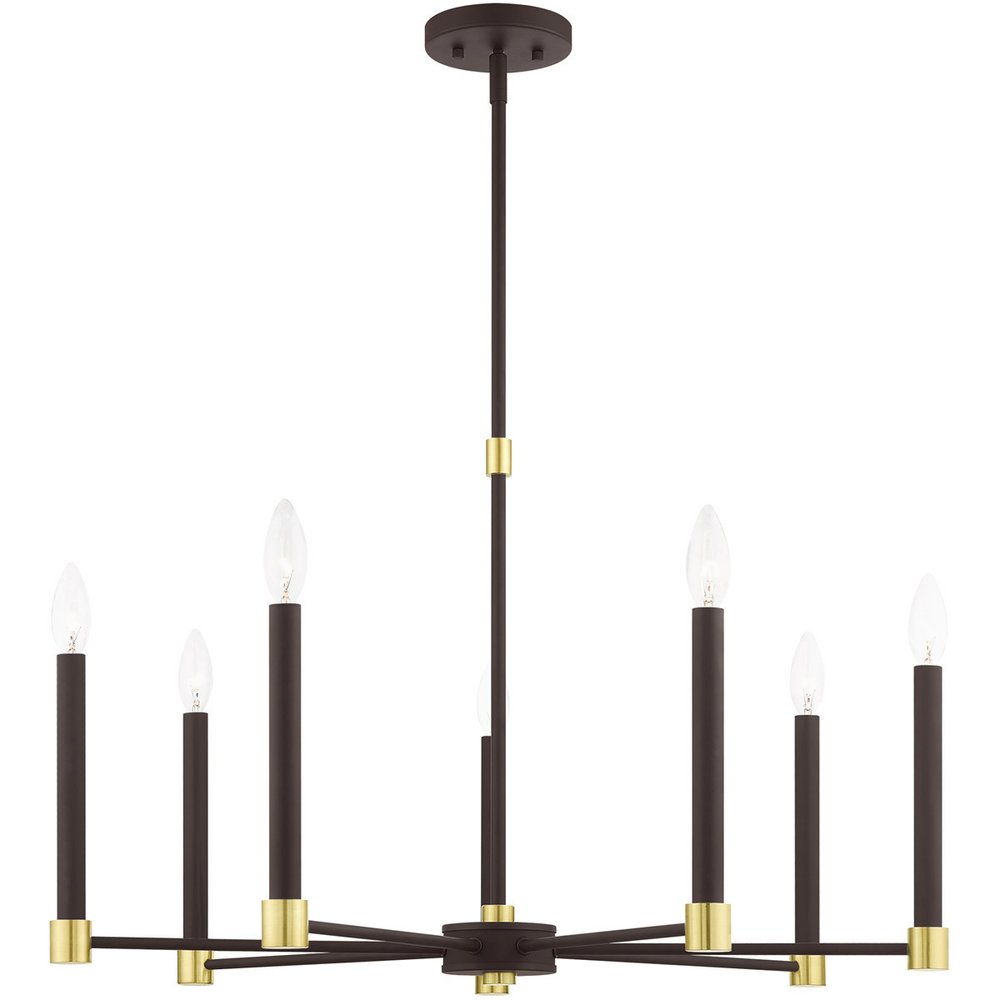 Bronze Seven Light Metal Dimmable Chandelier With Shades HomeRoots