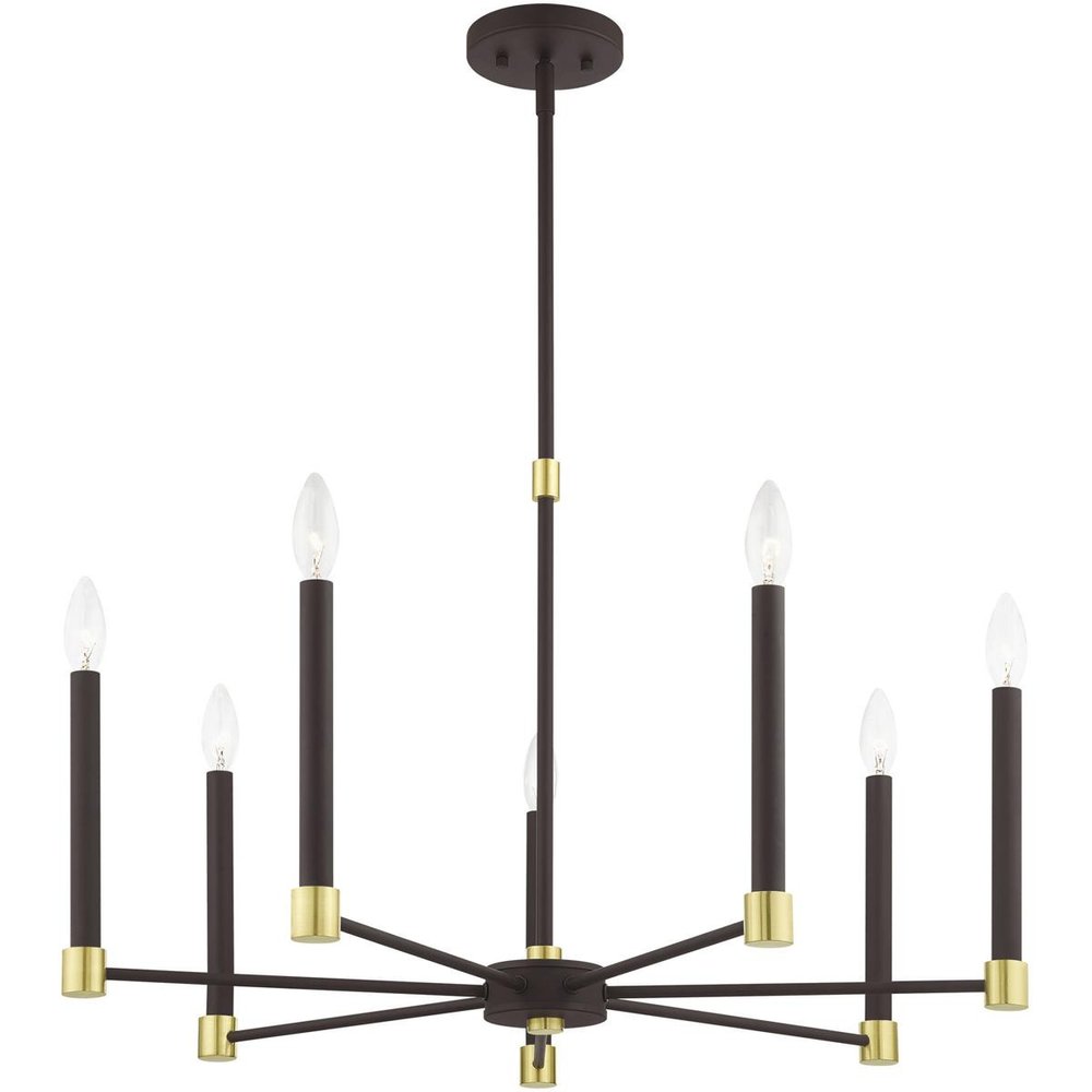 Bronze Seven Light Metal Dimmable Chandelier With Shades HomeRoots