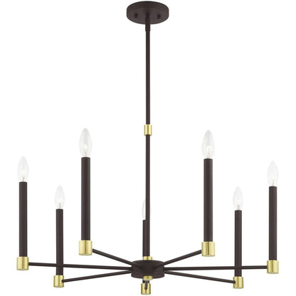 Bronze Seven Light Metal Dimmable Chandelier With Shades HomeRoots