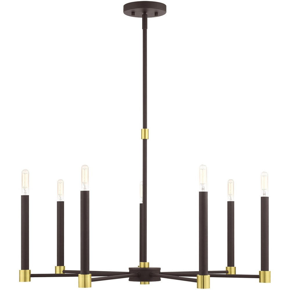 Bronze Seven Light Metal Dimmable Chandelier With Shades HomeRoots