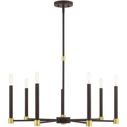 Bronze Seven Light Metal Dimmable Chandelier With Shades HomeRoots