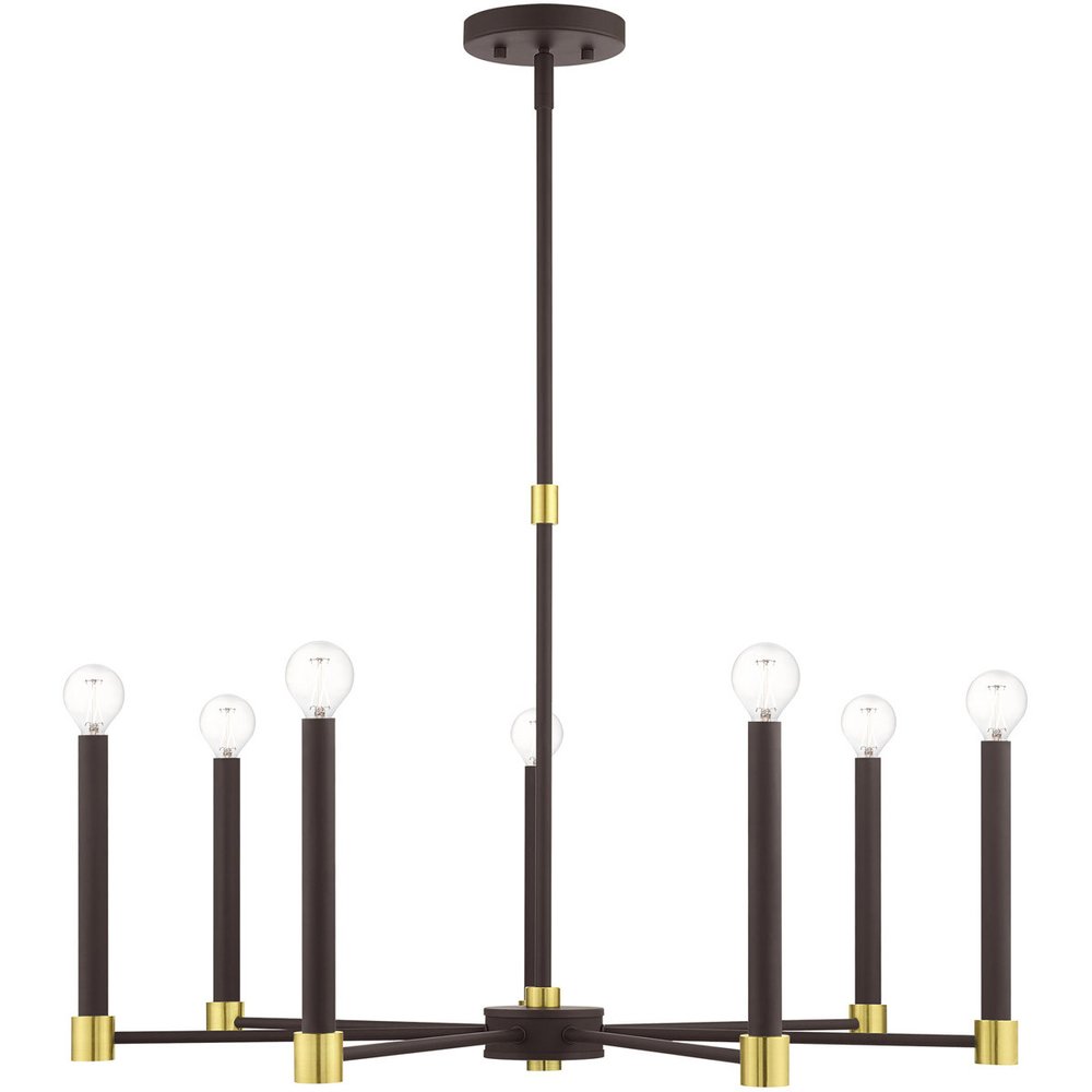 Bronze Seven Light Metal Dimmable Chandelier With Shades HomeRoots