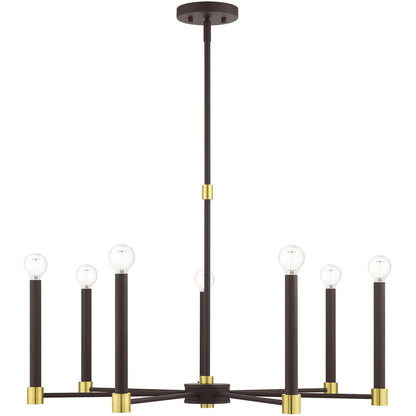 Bronze Seven Light Metal Dimmable Chandelier With Shades HomeRoots