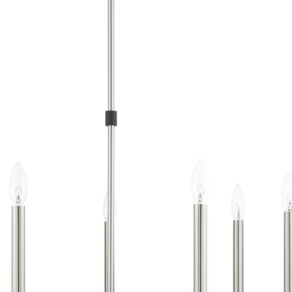 Nickel Seven Light Metal Dimmable Chandelier With Shades HomeRoots