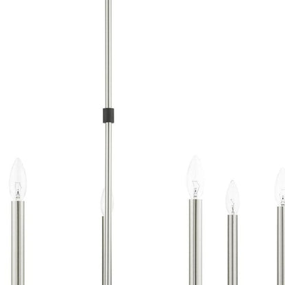 Nickel Seven Light Metal Dimmable Chandelier With Shades HomeRoots