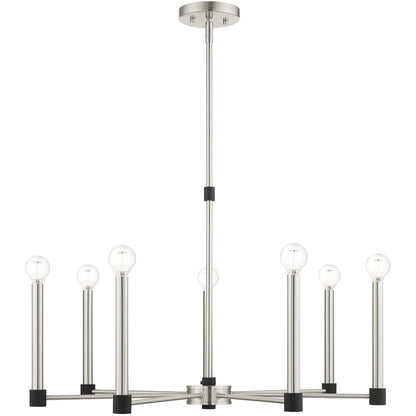 Nickel Seven Light Metal Dimmable Chandelier With Shades HomeRoots
