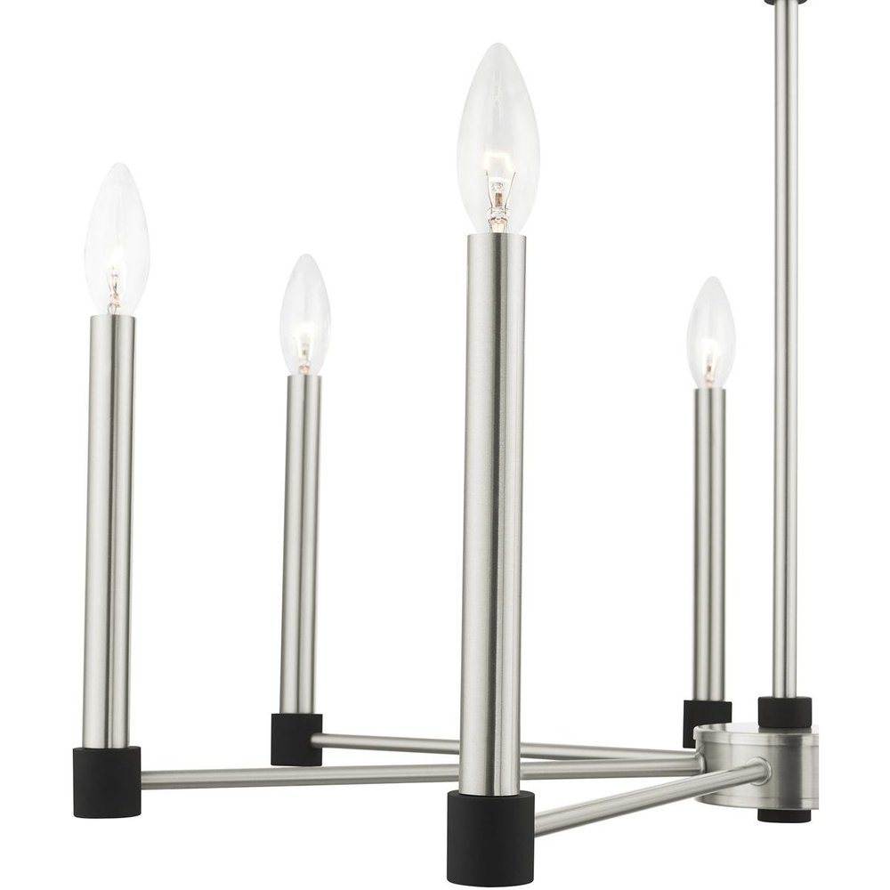 Nickel Seven Light Metal Dimmable Chandelier With Shades HomeRoots