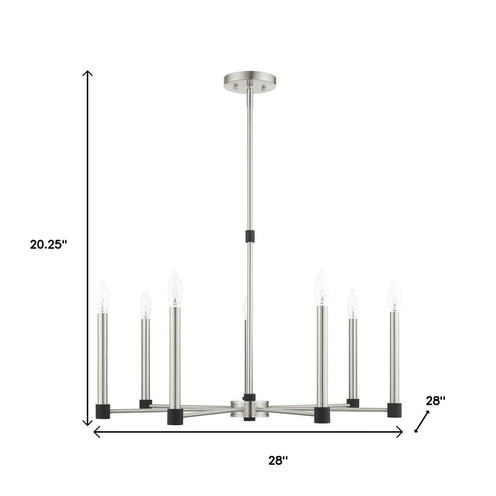Nickel Seven Light Metal Dimmable Chandelier With Shades HomeRoots