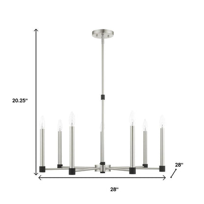 Nickel Seven Light Metal Dimmable Chandelier With Shades HomeRoots